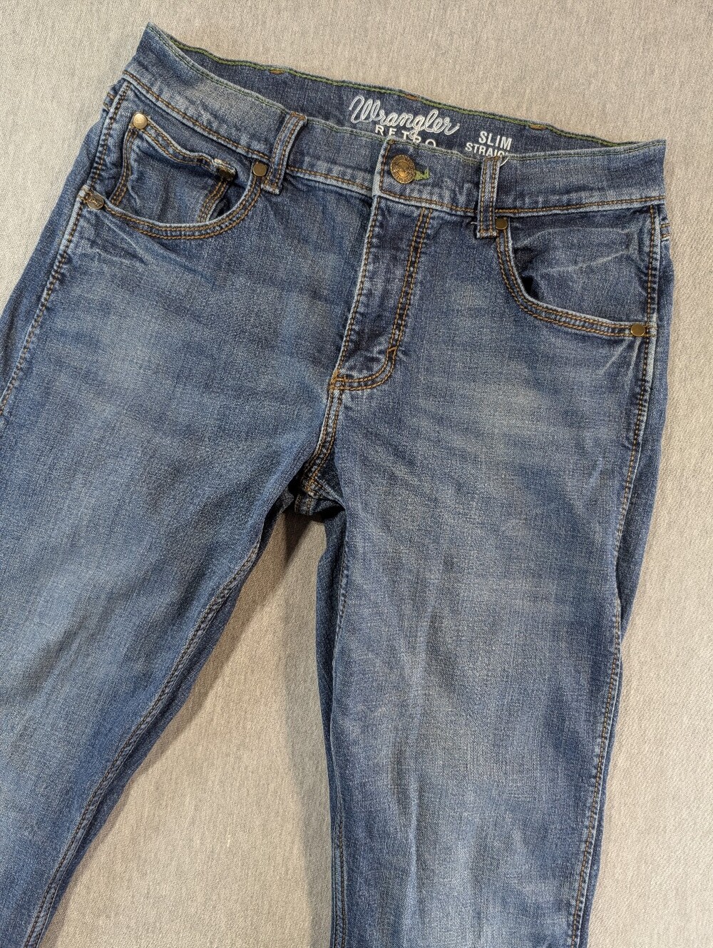 Wrangler Retro Jeans Men's 30 X 32 Slim Straight Medium Wash Blue